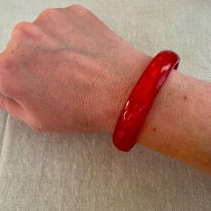Red Lucite Bangle Bracelet | Minimal Statement Bracelet